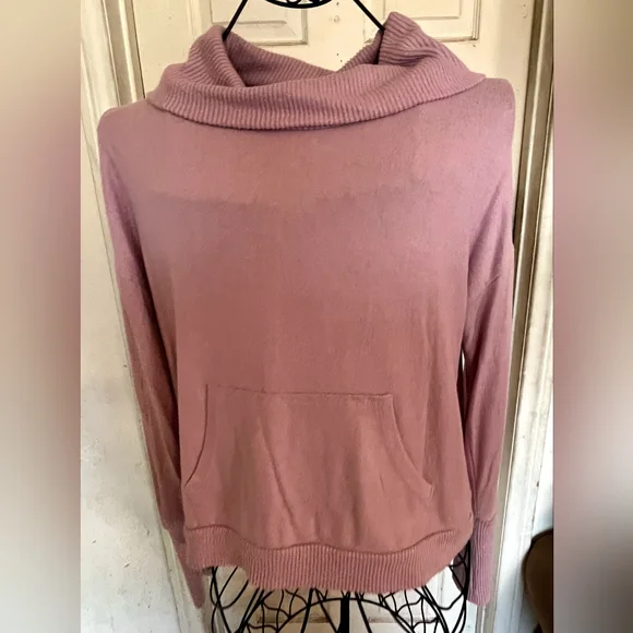pink rose dress cowl neck sweater Pink Rose Cowl Neck Sweater Dress Womens Size S Black Gray Marled Short Sleeve